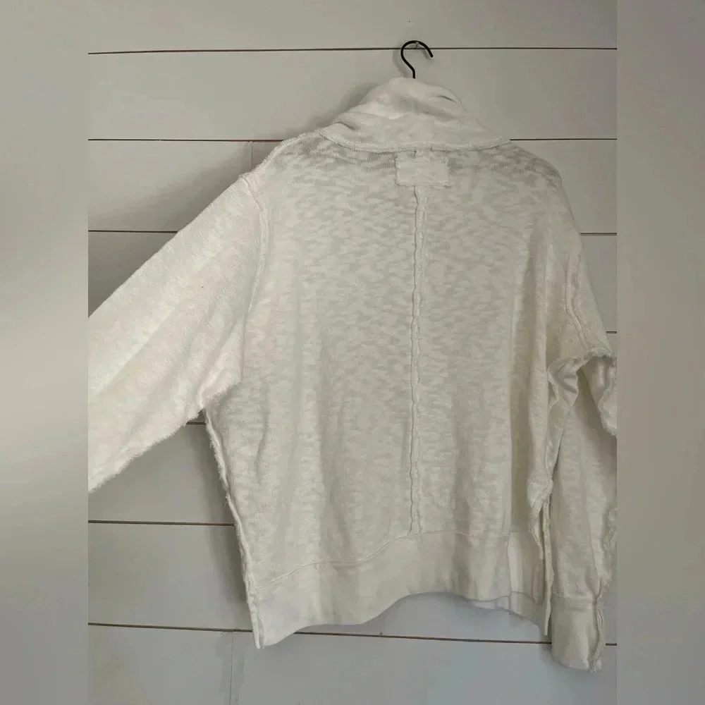 Free People Women's White Timmy Boxy Turtleneck Sweater